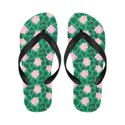 Water Lily Print Design LKS303 Flip Flops