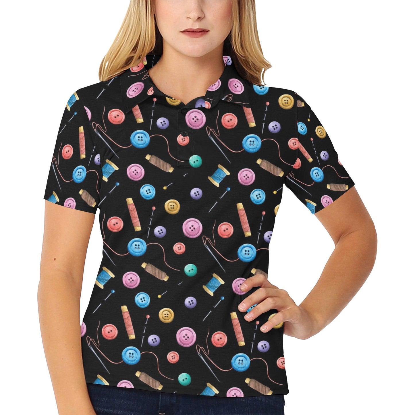 Sewing Print Design LKS309 Women's Polo Shirt