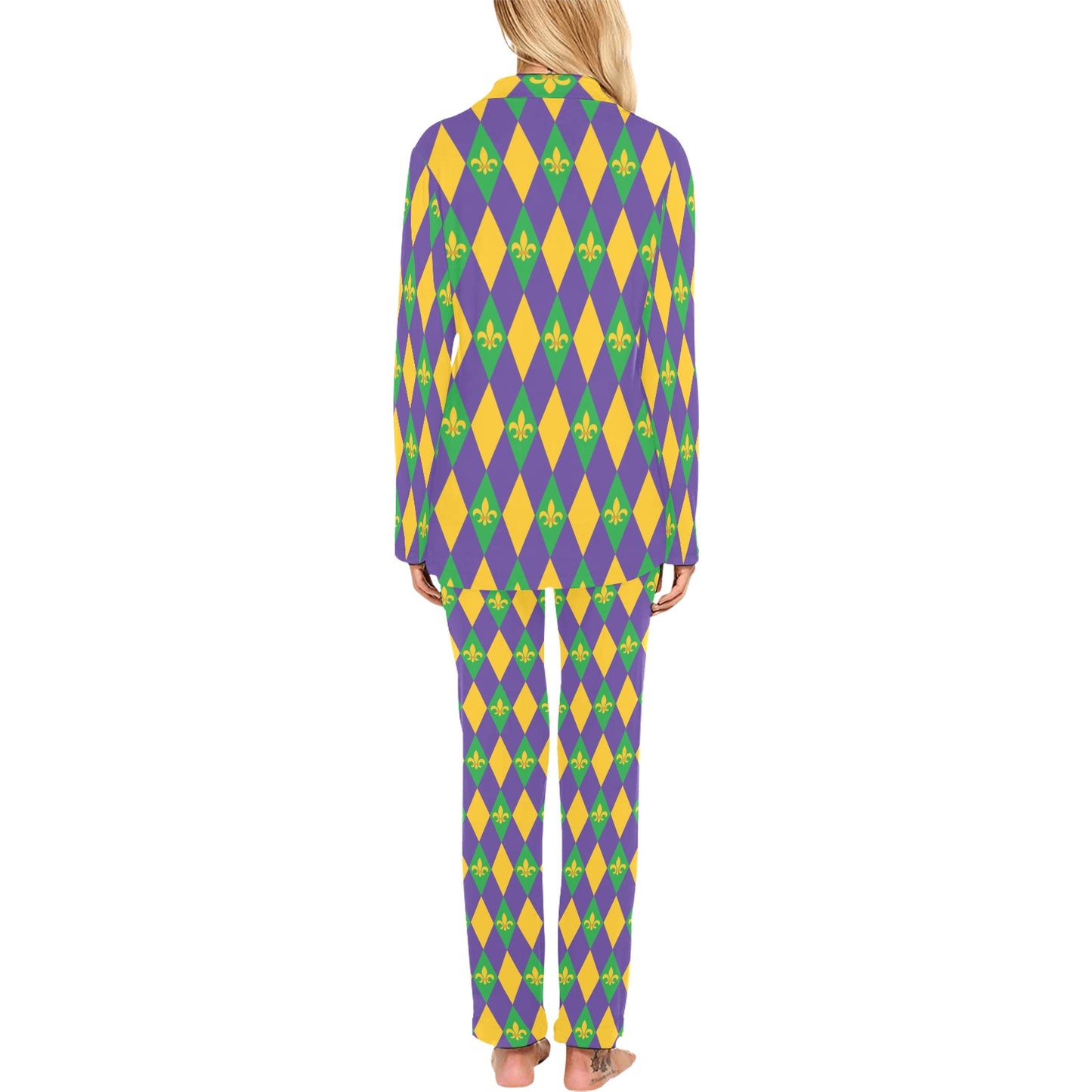 Mardi Gras Pattern Print Design 05 Women's Long Pajama Set