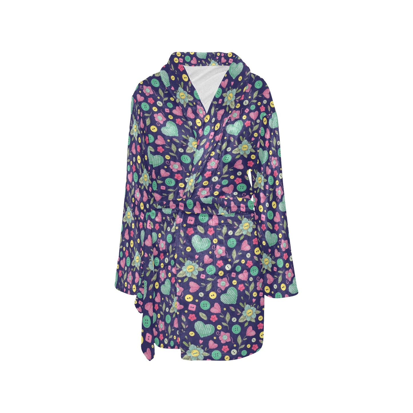 Crochet Pattern Print Design 02 Women's Fleece Robe