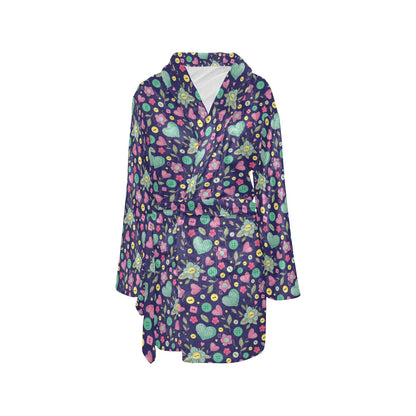 Crochet Pattern Print Design 02 Women's Fleece Robe