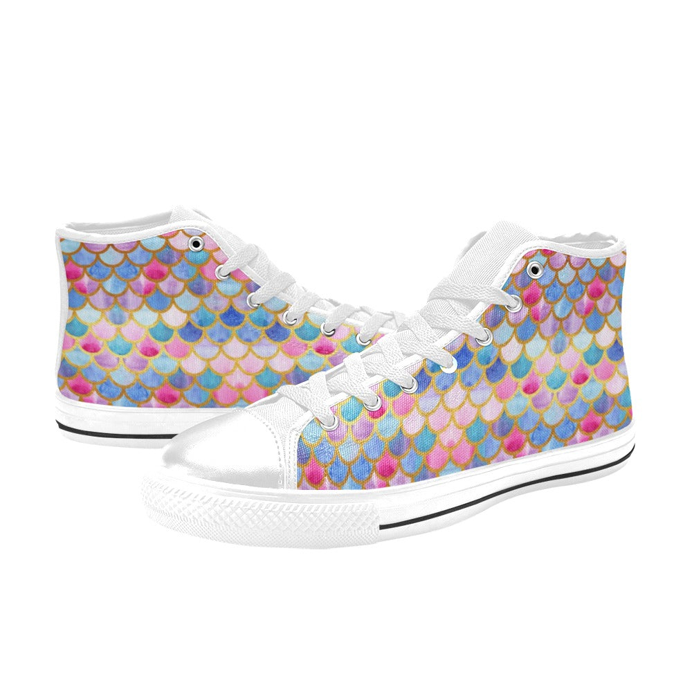 Scales Print Design LKS401 Men's High Top Canvas Shoes