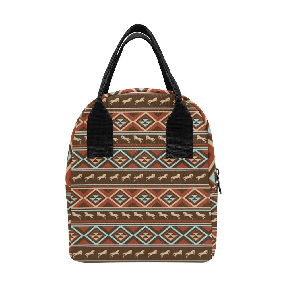 Western Horse Pattern Print LKS301 Insulated Lunch Bag