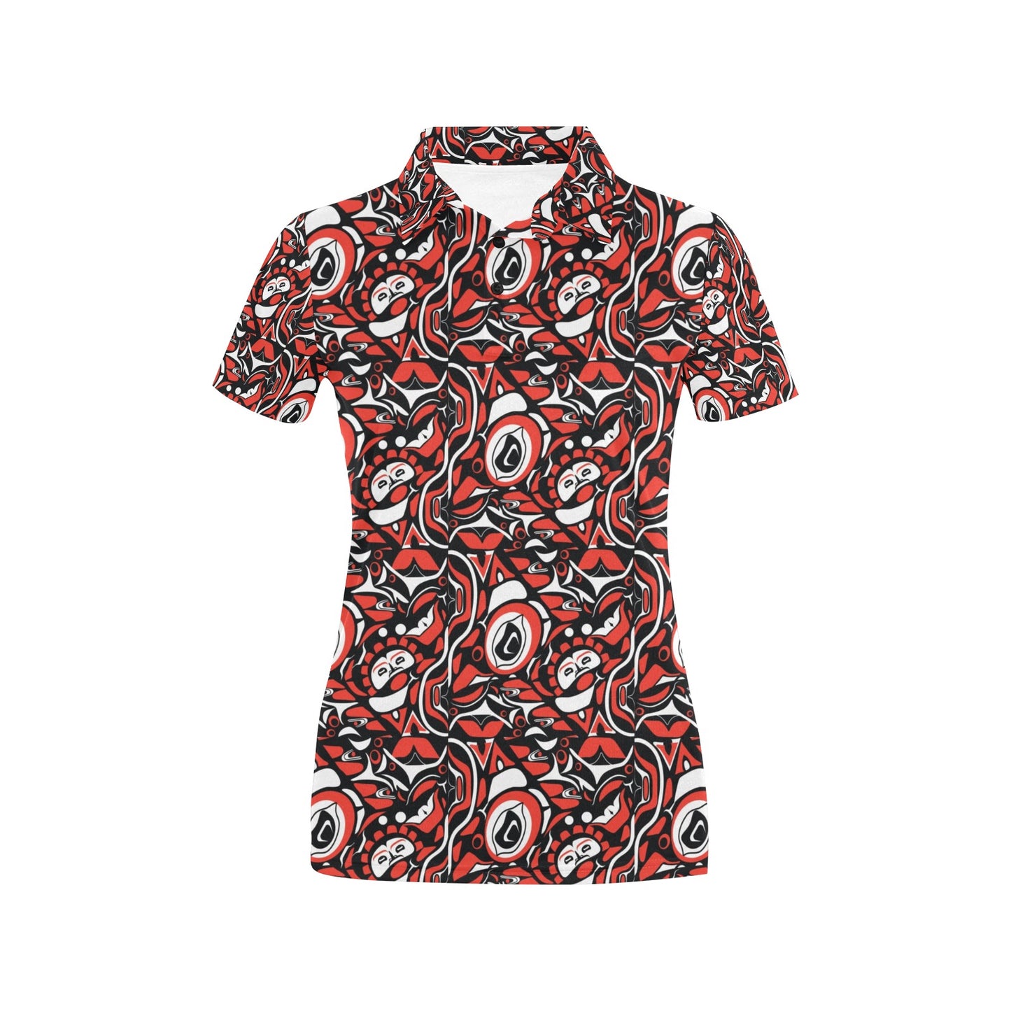 Native North American Themed Print Women's Polo Shirt