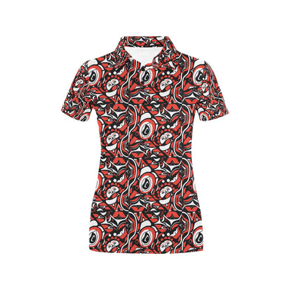 Native North American Themed Print Women's Polo Shirt