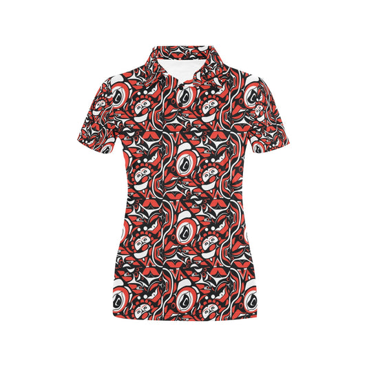 Native North American Themed Print Women's Polo Shirt