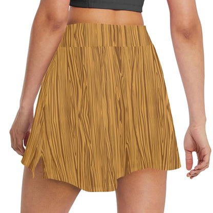 Wood Texture Print Design LKS301 17" Golf & Pickleball Skort with Pockets