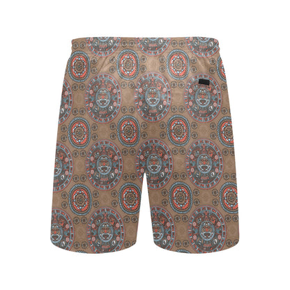 Calendar Aztec Design Print Pattern Men's Swim Trunks Beach Shorts