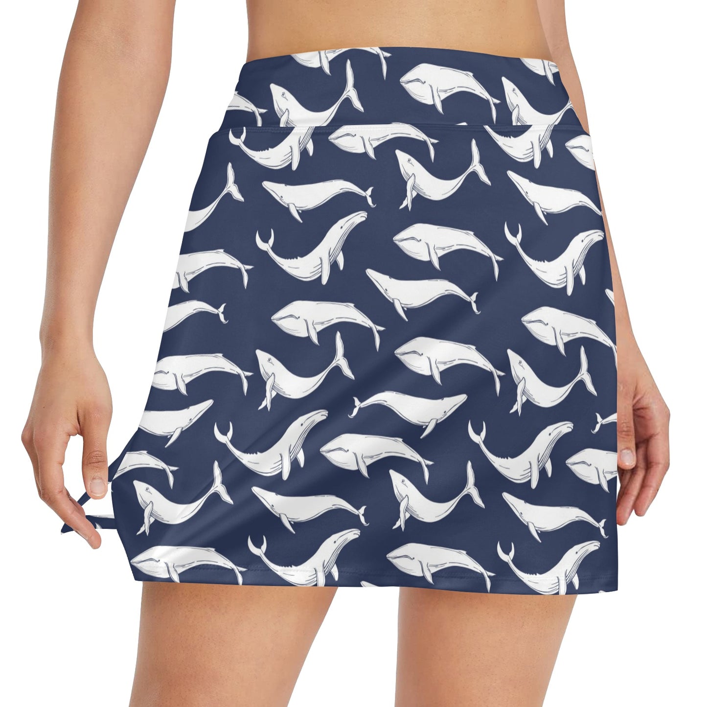 Whale Print Design LKS308 17" Golf & Pickleball Skort with Pockets