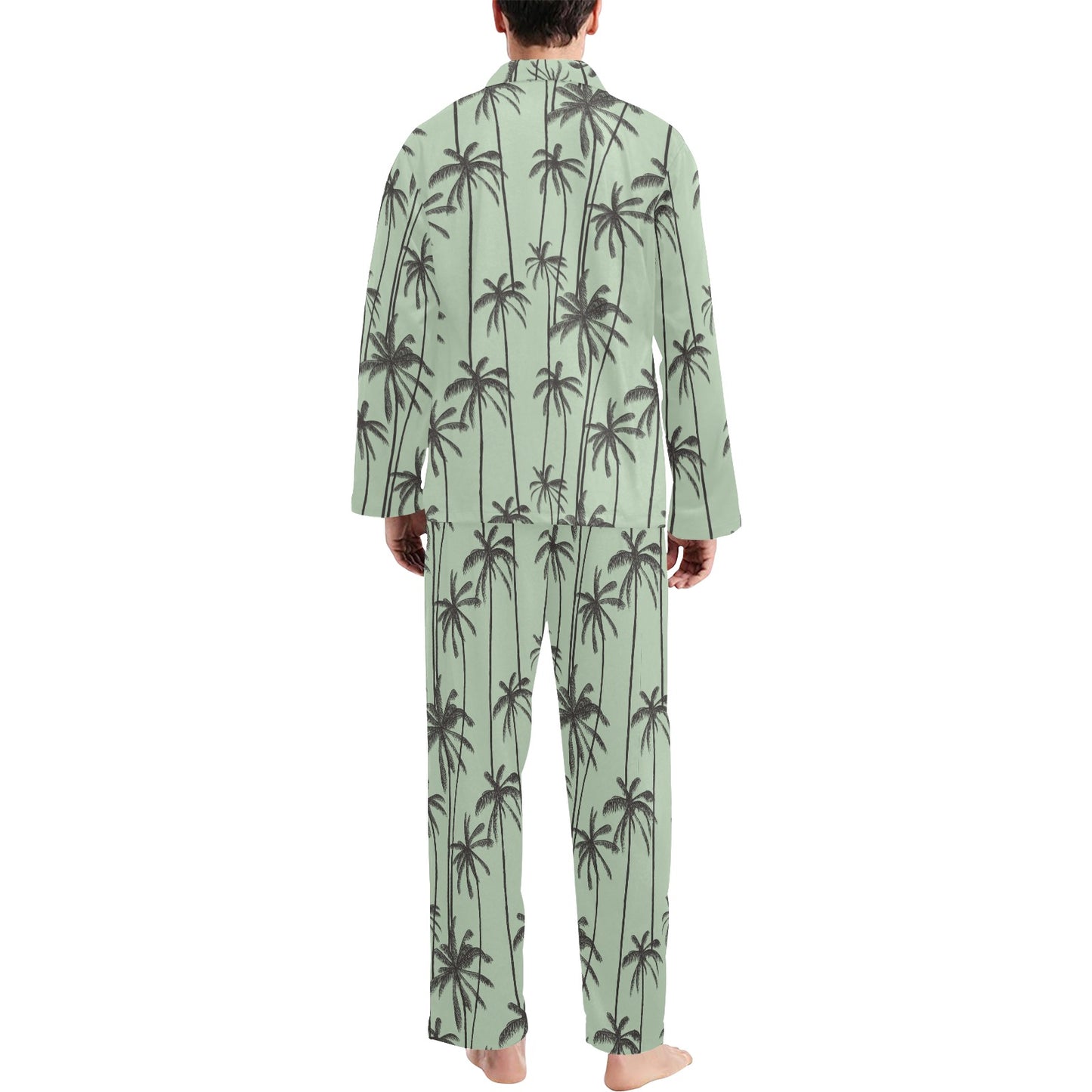 Palm Tree Pattern Print Design A04 Men's Long Pajama Set