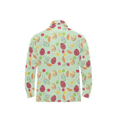 Easter Eggs Pattern Print Design RB07 Long Sleeve Polo Shirt For Men's