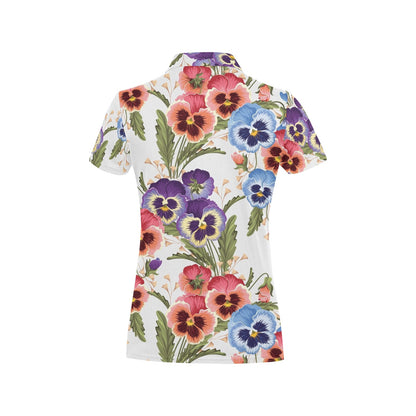 Pansy Pattern Print Design PS06 Women's Polo Shirt