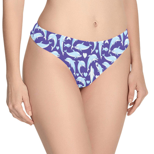Dolphin Smile Print Pattern Women's Thongs