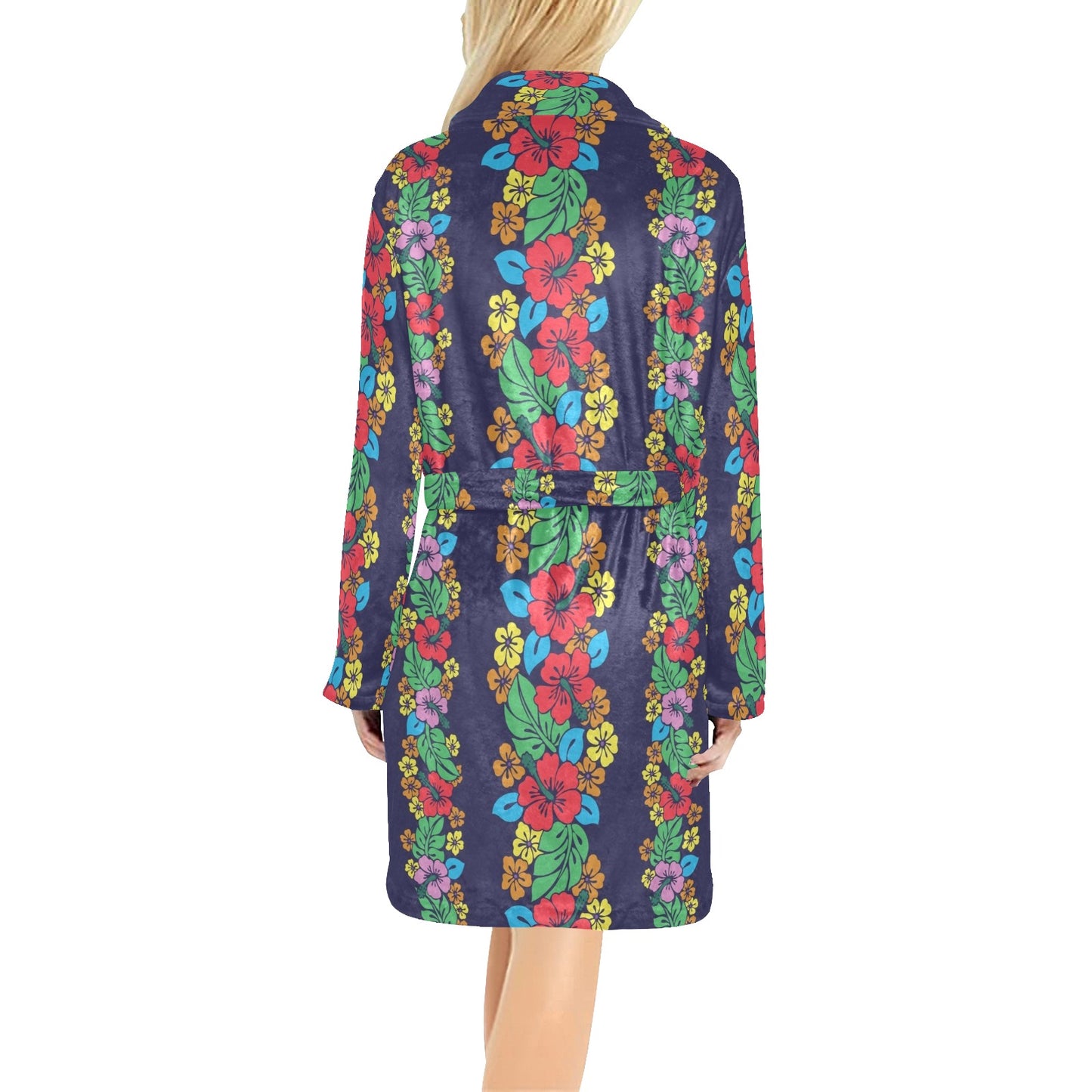 Hawaiian Themed Pattern Print Design H03 Women's Fleece Robe