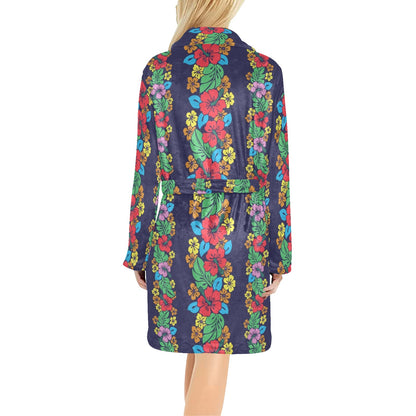Hawaiian Themed Pattern Print Design H03 Women's Fleece Robe