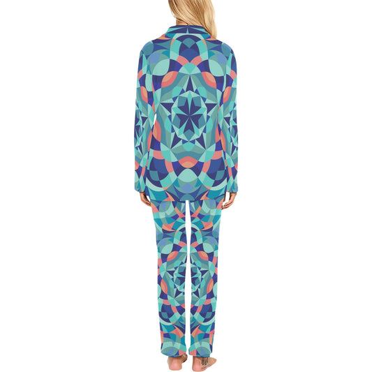 Kaleidoscope Pattern Print Design 03 Women's Long Pajama Set
