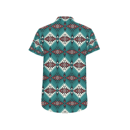 Southwest Pattern Print Design LKS308 Men Short Sleeve Button Up Shirt