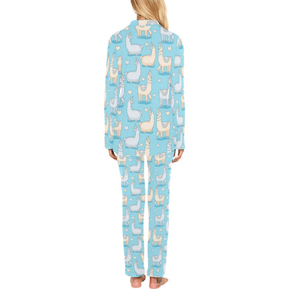 Alpaca Pattern Print Design 06 Women's Long Pajama Set