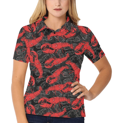 Lobster Pattern Print Design 04 Women's Polo Shirt