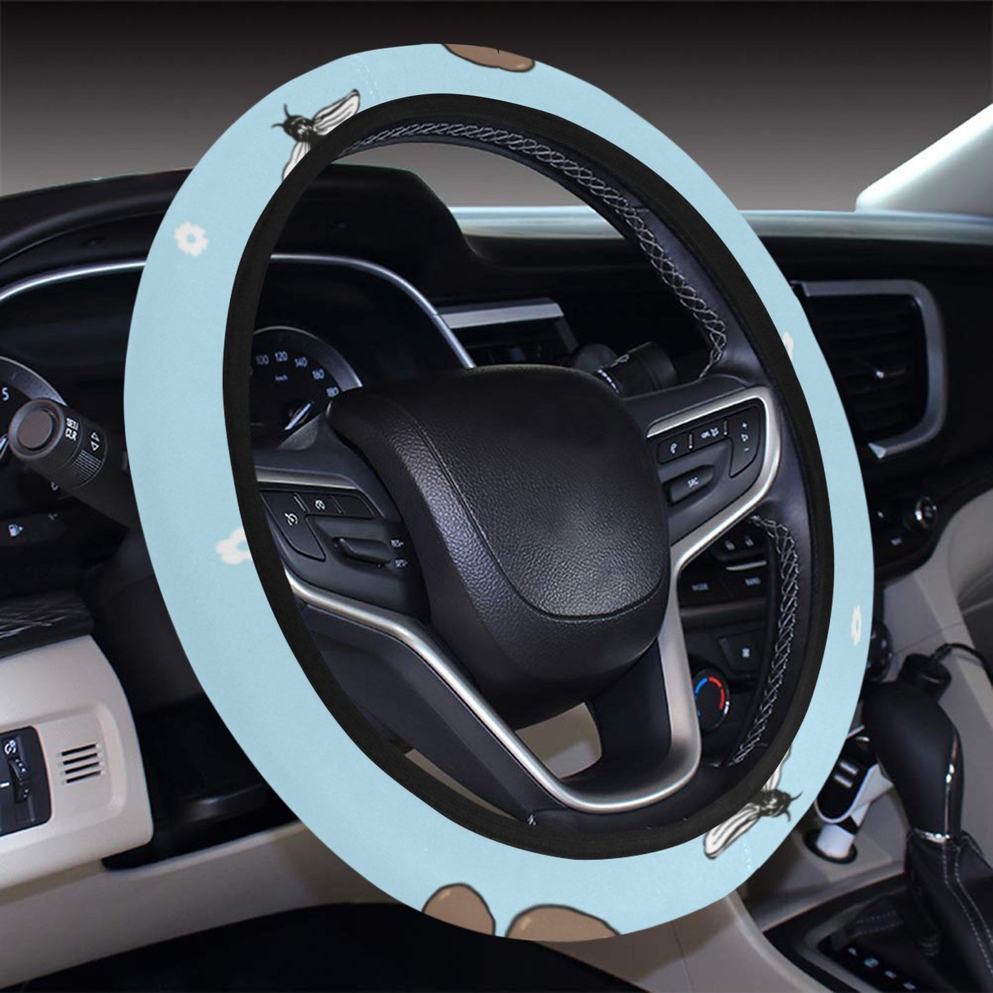 Honey Bee Print Design LKS307 Steering Wheel Cover with Elastic Edge
