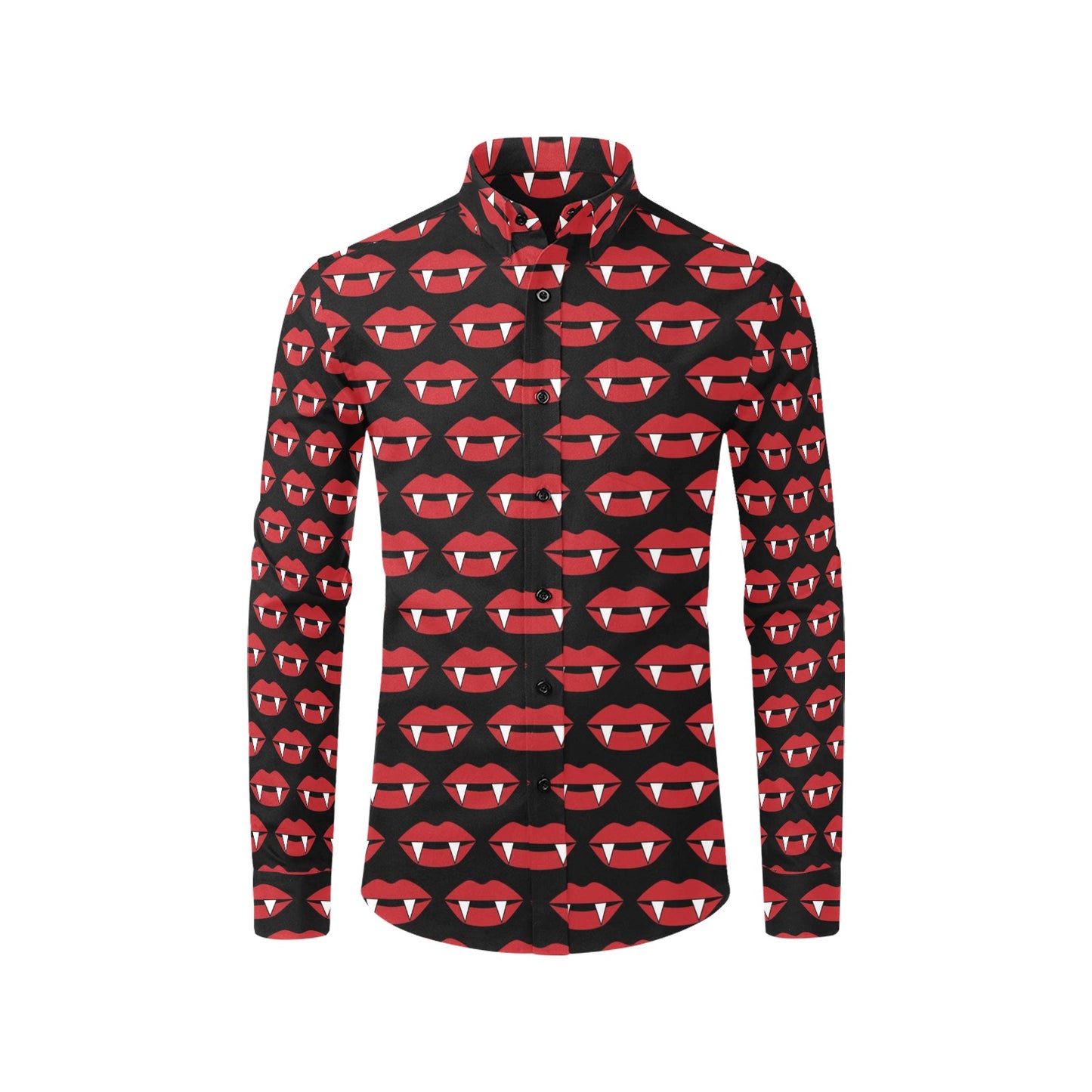 Vampire Lips Print Design LKS302 Men's Long Sleeve Dress Shirt