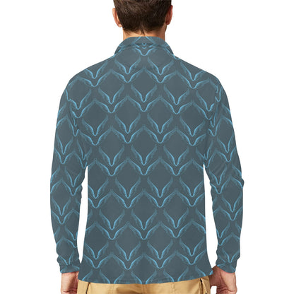 Angel Wings Pattern Print Design 04 Long Sleeve Polo Shirt For Men's