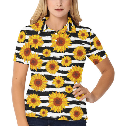 Sunflower Pattern Print Design SF010 Women's Polo Shirt
