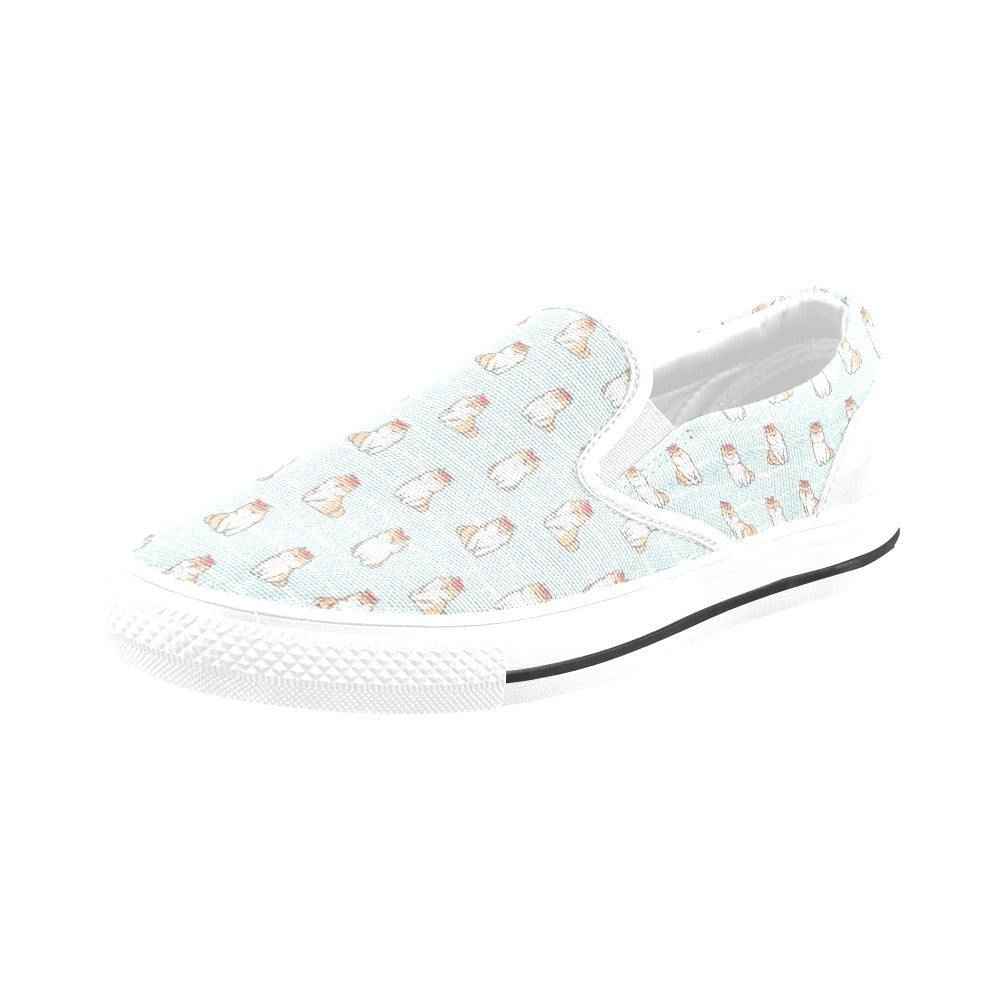 Shiba Inu Print Design LKS3011 White Slip Ons Canvas Women's Shoes