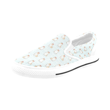 Shiba Inu Print Design LKS3011 White Slip Ons Canvas Women's Shoes