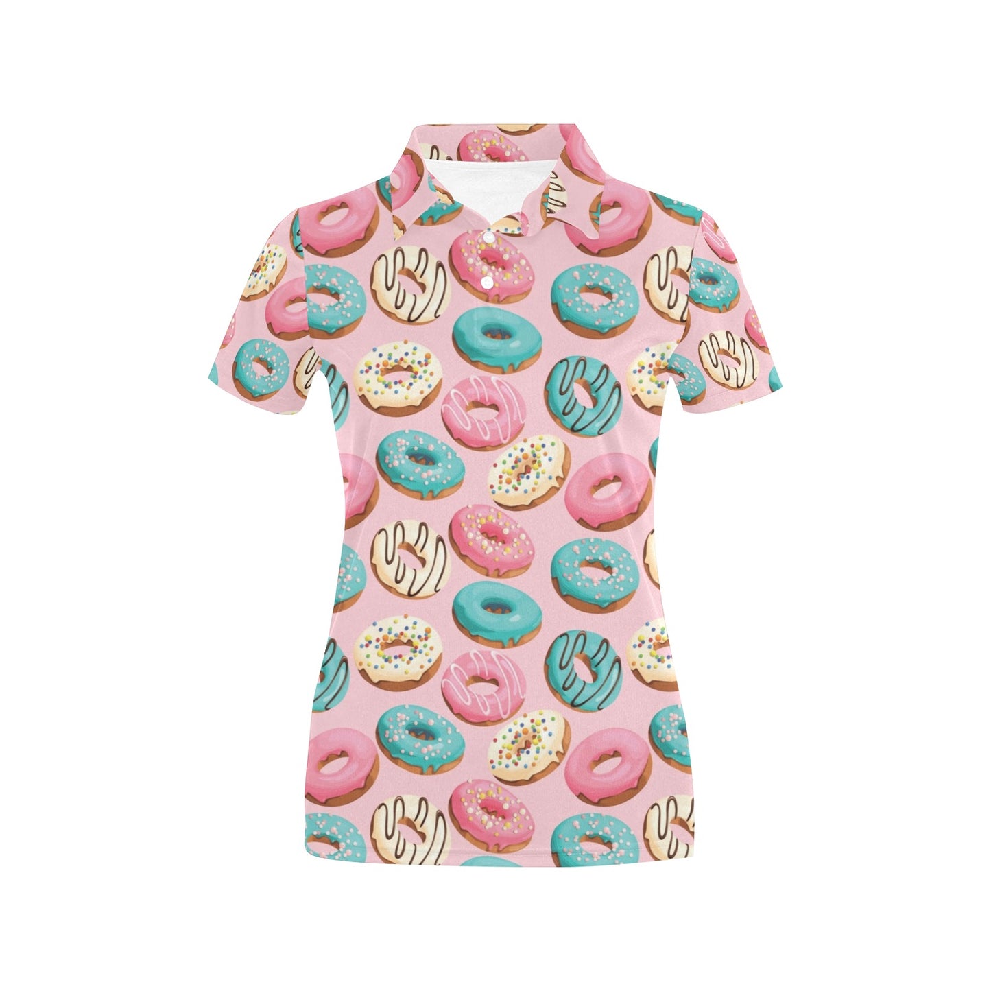 Donut Pattern Print Design DN06 Women's Polo Shirt