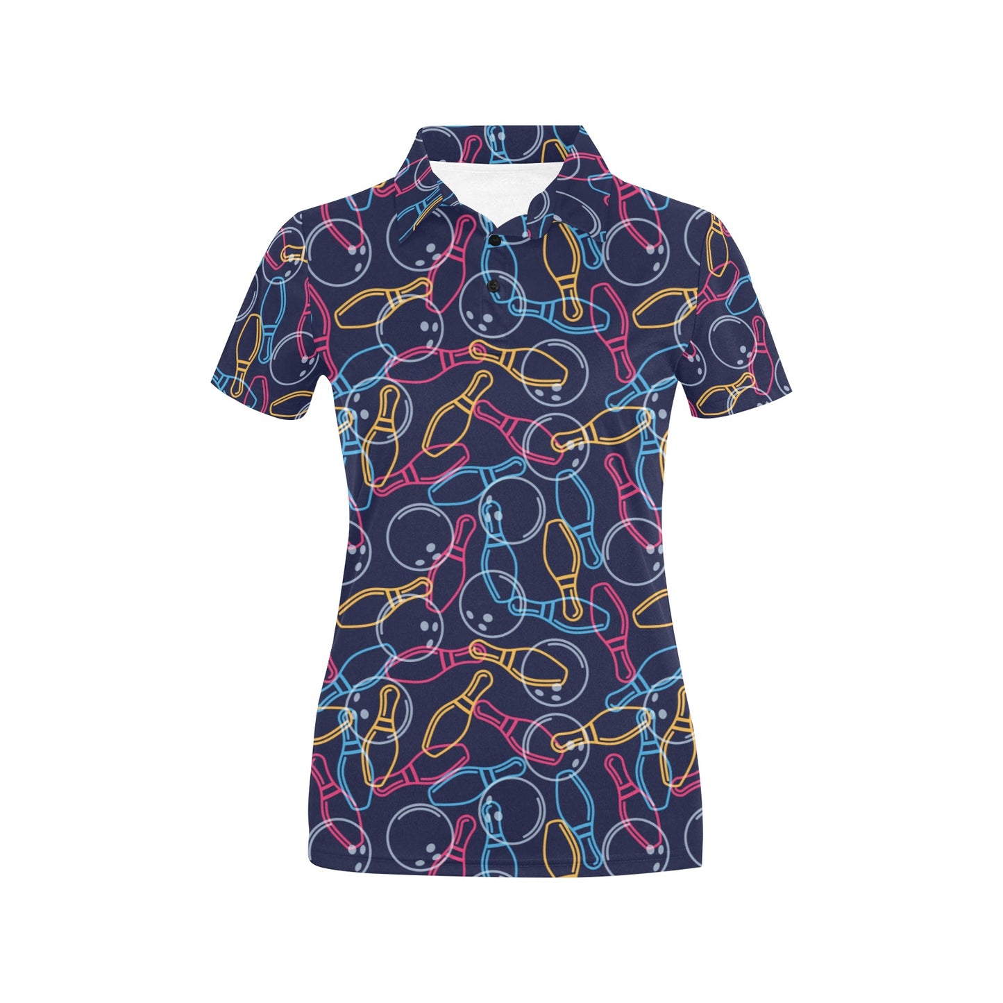 Bowling Pattern Print Design 07 Women's Polo Shirt