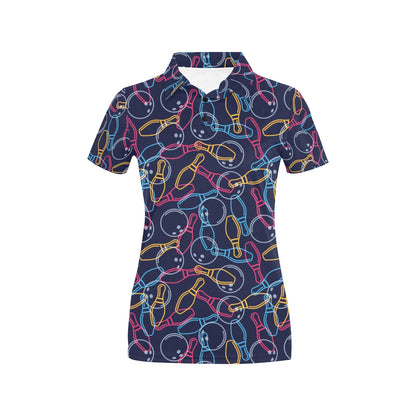 Bowling Pattern Print Design 07 Women's Polo Shirt