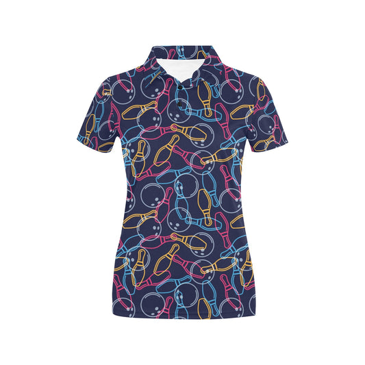 Bowling Pattern Print Design 07 Women's Polo Shirt