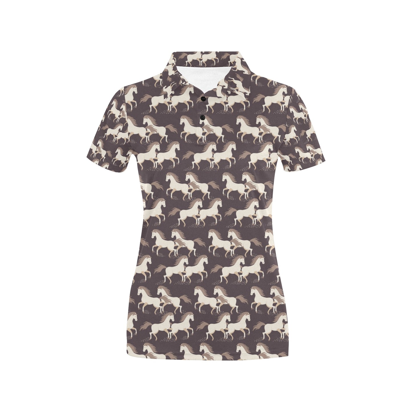 Horse Print Design LKS304 Women's Polo Shirt