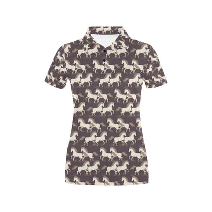 Horse Print Design LKS304 Women's Polo Shirt