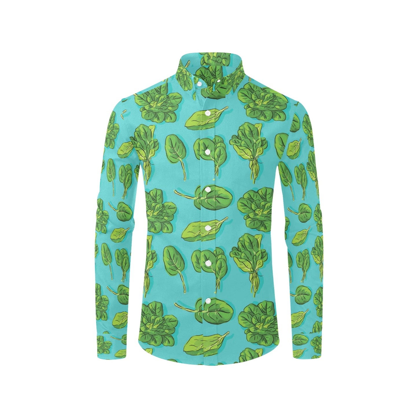 Spinach Print Design LKS301 Men's Long Sleeve Dress Shirt
