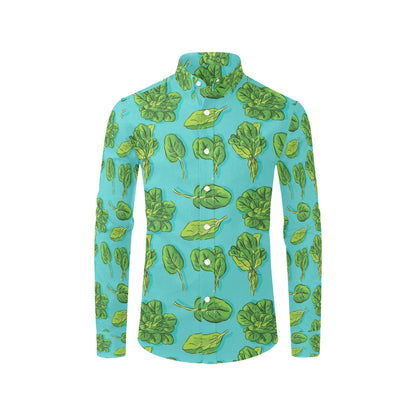 Spinach Print Design LKS301 Men's Long Sleeve Dress Shirt