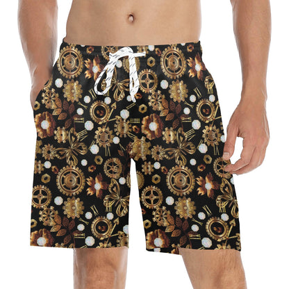 Steampunk Butterfly Design Themed Print Men's Swim Trunks Beach Shorts