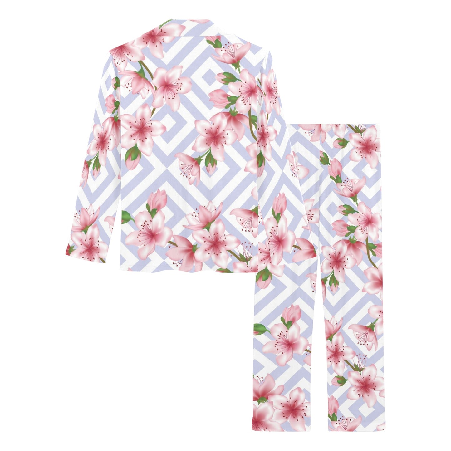 Cherry Blossom Pattern Print Design CB07 Women's Long Pajama Set