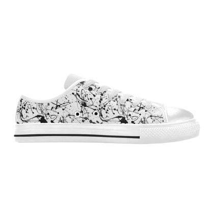 Splatter Print Design LKS305 Women's White Low Top Shoes