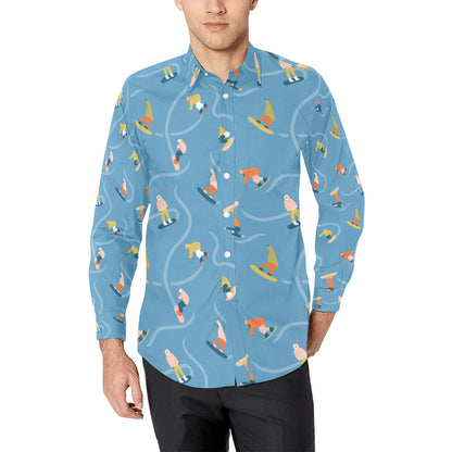 Snowboard Print Design LKS303 Men's Long Sleeve Dress Shirt