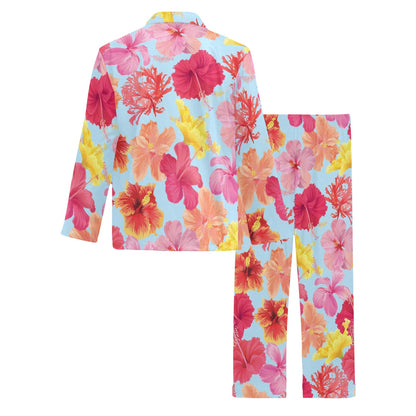 Hibiscus Pattern Print Design HB020 Men's Long Pajama Set