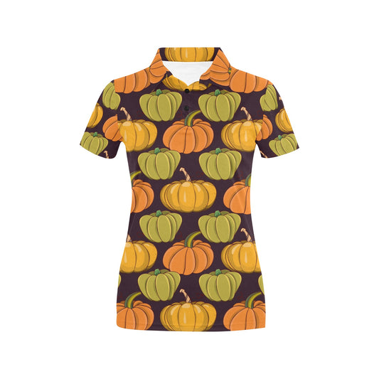 Pumpkin Pattern Print Design A01 Women's Polo Shirt