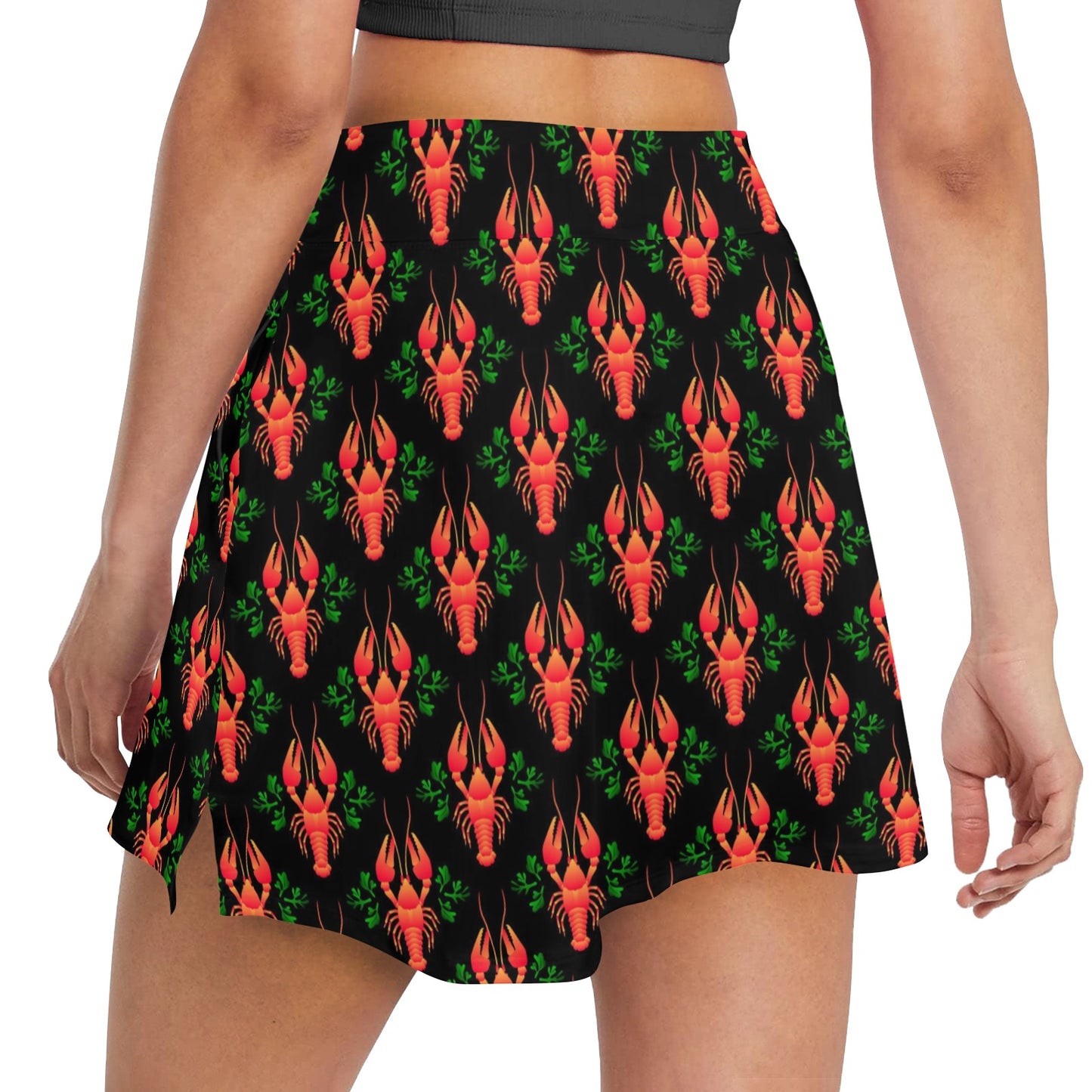 Lobster Print Design LKS403 Women's Golf Skirt with Pocket