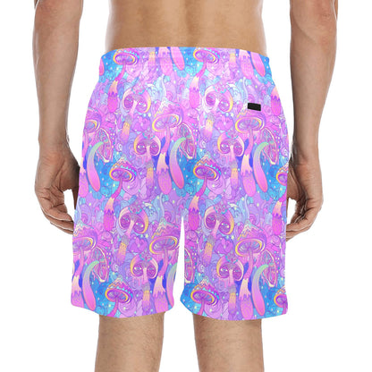 Psychedelic Trippy Mushroom Print Men's Swim Trunks Beach Shorts