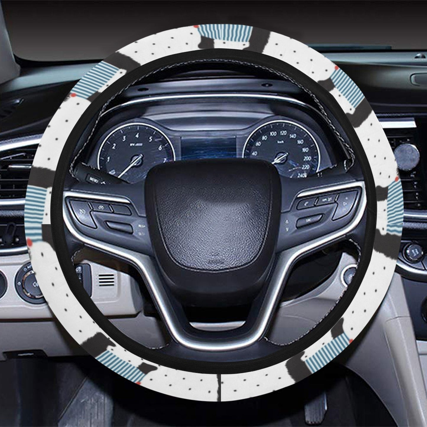 Scottish Terriers Print Design LKS3012 Steering Wheel Cover with Elastic Edge