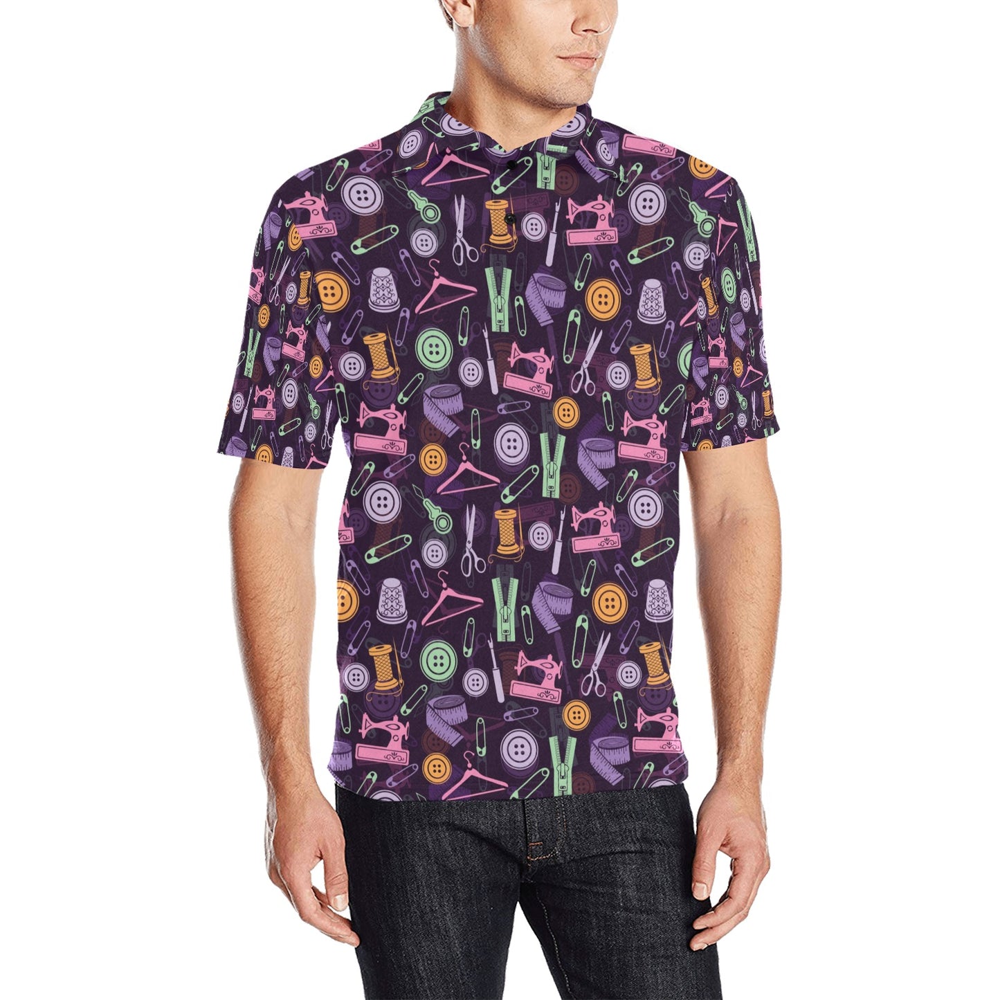 Sewing Equipment Print Design LKS306 Men Polo Shirt