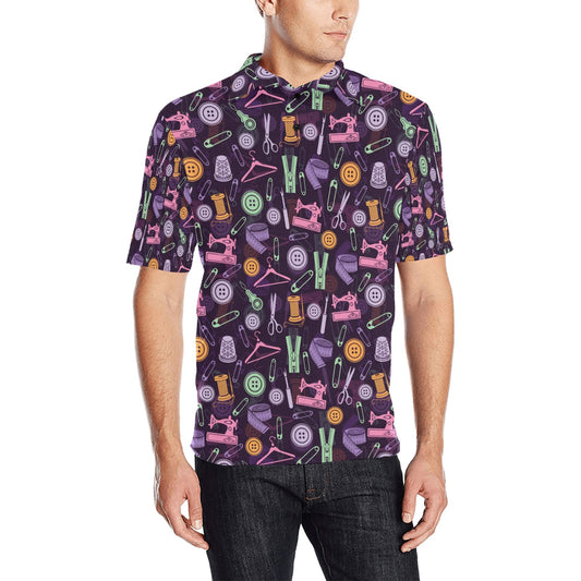 Sewing Equipment Print Design LKS306 Men Polo Shirt