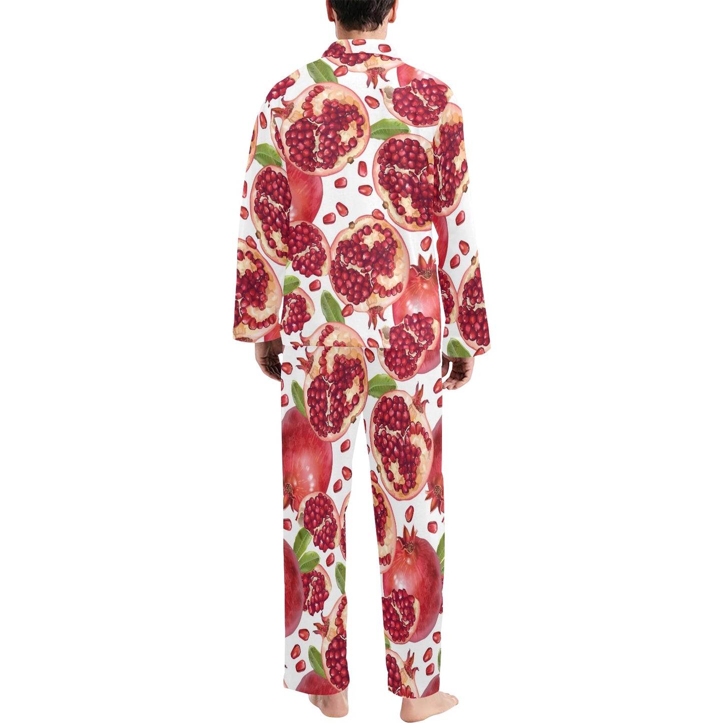 Pomegranate Pattern Print Design PG03 Men's Long Pajama Set