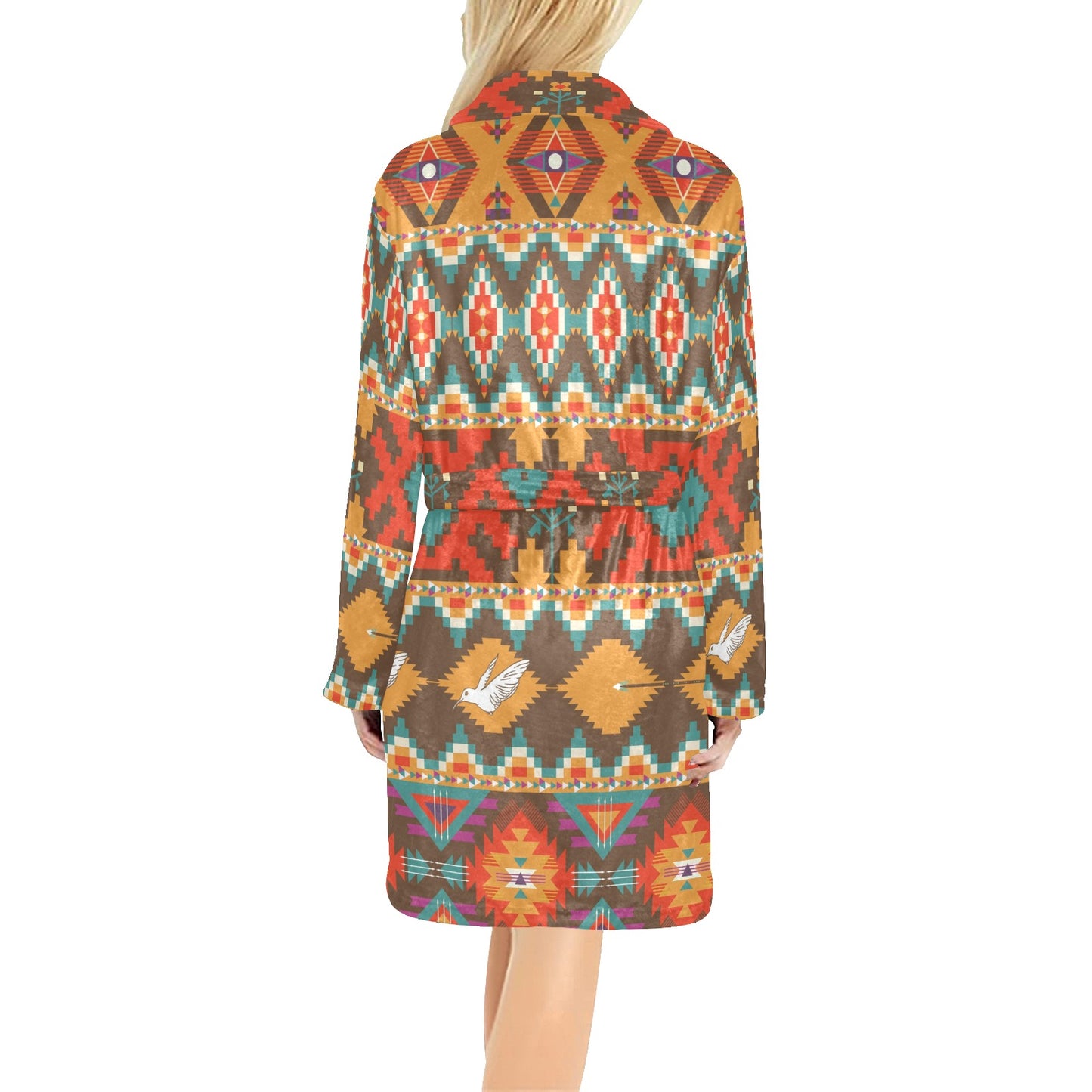 Native Pattern Print Design A01 Women's Fleece Robe